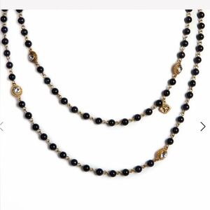 Virgins Saints & Angels Semi-Precious Black Quartz Wrap Necklace NWT